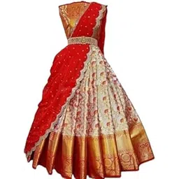 ziton Women's Lehenga_ set Kanjivaram Silk Pure Zari Unstitched Lehanga With Regular Fit Blouse With Heavy Jacquard Zari Work Dupatta Traditional Half Saree,1003 Patoliya Lehenga_-picture-20