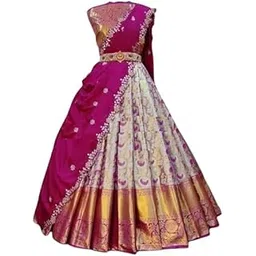 ziton Women's Lehenga_ set Kanjivaram Silk Pure Zari Unstitched Lehanga With Regular Fit Blouse With Heavy Jacquard Zari Work Dupatta Traditional Half Saree,1003 Patoliya Lehenga-picture-36