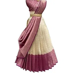 ziton ZERICO Women's Indian Traditional Kanjivaram Kanchipuram Silk Pure Zari Weaving Lehenga Choli and havay zari work Dupatta with Blouse (All Unstitched) (Half Saree)-picture-10