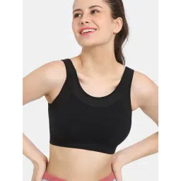 Zivame Black Cotton Padded Non Wired Full Coverage Sports Bra-picture-39