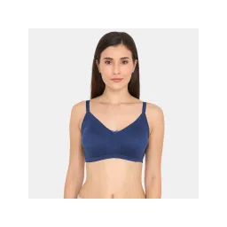 Zivame Double Layered Wirefree No Sag Bra - Navy Peony-picture-11