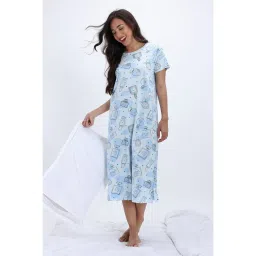 Zivame Knit Cotton Mid Length Nightdress - Ice Melt-picture-27