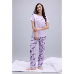 Zivame Knit Cotton T-shirt & Pyjama - Pastel Lavender-picture-10