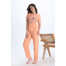 Zivame Orange Knit Cotton T-shirt and Pyjama-picture-30