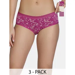 Zivame Pack Of 3 Floral Printed Low-Rise Cotton Hipster Briefs-picture-11