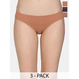 Zivame Pack Of 3 Low Rise Full Coverage Bikini Briefs ZI28DE-SBurn Nutmg BitCho-picture-17