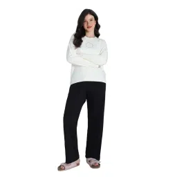 Zivame Women Knit Cotton Off White Graphic Swetshirt & Pyjama-picture-15