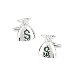 ZIVOM Silver-Plated & Green Money Bag Dollar Quirky Formal Cufflink-picture-19