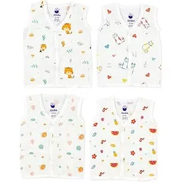 Zizuka Newborn Baby | Toddler Unisex Pure Cotton Muslin Sleeveless Button Jabla,Jhabla, Zabla|Summer Dress Comfy AZO Free for Boys & Girls | Regular Fit Vest Combo-picture-11