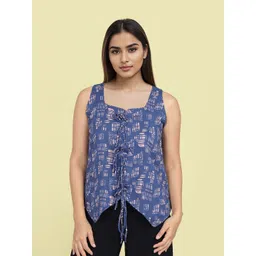 ZNKL Women Printed Cotton Tank Top with Lace-Up Front-picture-26