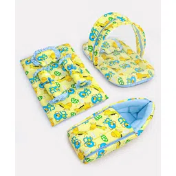 ZOE Bedding Set, Sleeping Bag & Mosquito Net Gadda Combo Set of 3 Monkey Print - Yellow-picture-17
