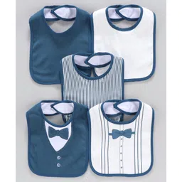 Zoe Knitted Bibs Pack of 5 - Navy-picture-20