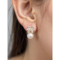 ZOERIA Unisex Rose Gold-Plated Metal American Diamond Studs-picture-24