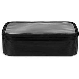 zoftbags Travel Pouch with Clear PVC Top, Black Stripes, 3-Side Zip Opening, 27 x 18 x 9 cm-picture-16