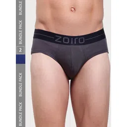 Zoiro Men Pack Of 2 Mid-Rise Basic Briefs SOFTSBRIEFFederalBlue+SMOKEDPEARL-picture-21