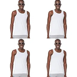 zoiro Pack 4 Soft Classic 100% Super Combed Cotton Ribbed Vest for Men with U-Neckline & Sleeveless-picture-36