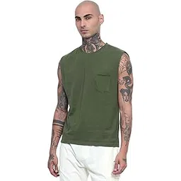 zoldem Men's Pure Cotton Regular Fit Pocket Tank Top | Sleeveless Casual Vest with Chest Pocket-picture-15