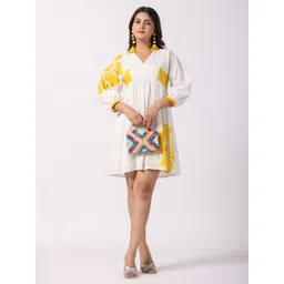 Zolo Label Floral Printed Puffed Sleeves Cotton Empire Mini Dress-picture-15