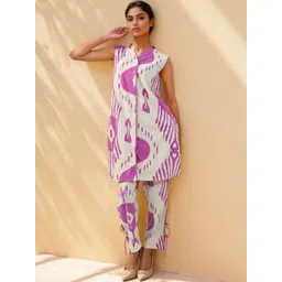 Zolo Label White Pink Sleeveless Cotton Co-Ord Set-picture-22