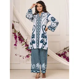 Zolo Label White Printed Cotton Co-ord Set image 3