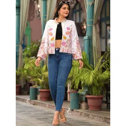 Zolo Label Women Lightweight Crop Cape Jacket with Embroidered-picture-15