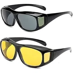 zoltiva HD Vision Day & Night Unisex Goggles Anti-Glare Polarized Sunglasses Men/Women Driving Glasses UV Protection All Bikes&Car-Pack of 2 Goggles (Yellow/Black)-picture-15