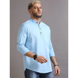 Zombom Men Band Collar Straight Kurta-picture-41