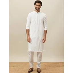 zommy Men Ethnic Motifs Embroidered Regular Chikankari Kurta with Trousers-picture-34