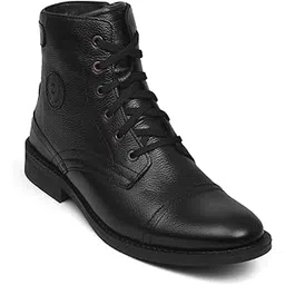 Genuine Leather Formal Black Casual Boots for Men ZA-5200 | High ankle shoes with anti-slip technology and memory cushion insole | Lace-up boots for formal and casual footwear-image-3
