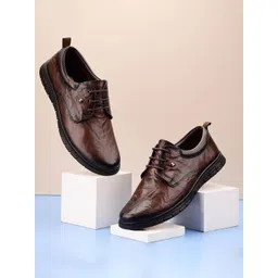 Zoom Shoes Men Textured Genuine Leather Lace-Up Formal Shoes-picture-16