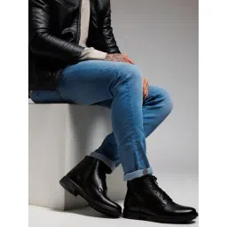 Zoom Shoes Men's Black Derby Boots-picture-18