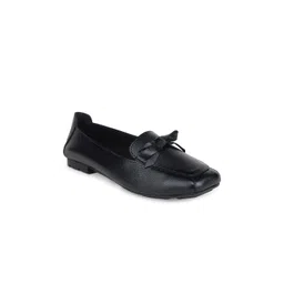 Zoom Shoes Women Textured Bow Detailed Lightweight Leather Loafers-picture-37