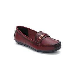 Zoom Shoes Women Textured Round Toe Lightweight Leather Loafers-picture-39
