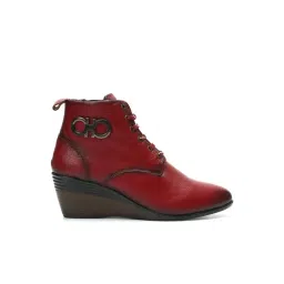 Zoom Shoes Women's Red Wedge Booties-picture-29