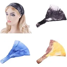 zoomella 3Pcs Cotton Elastic Wide Tie-Dye Headband Bandana Boho for Women Men Sports-picture-12