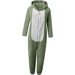 zoomella Women's Onesie Pajamas Novelty Outfit Jumpsuit for Dress up Indoor Green L-picture-10