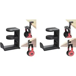 ZORBES PC Gaming Headset Headphone Hook Holder Hanger Mount Stand with Adjustable Rotating Arm Clamp Under Desk Design Universal Built in Cable Clip Organizer 2 PCS-picture-26