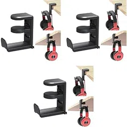 ZORBES® PC Gaming Headset Headphone Hook Holder Hanger Mount Stand with Adjustable Rotating Arm Clamp Under Desk Design Universal Built in Cable Clip Organizer 3 PCS-picture-25