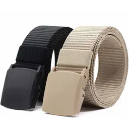 zoro Men Casual Beige, Black Nylon Belt-picture-23
