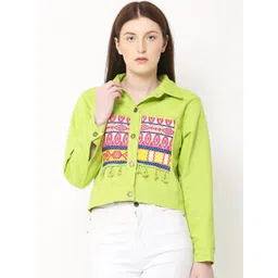 ZOSIC Women Spread Collar Graphic Pure Cotton Tailored Jacket-picture-36