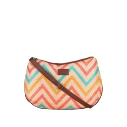 ZOUK Beige Printed Medium Sling Handbag-picture-32