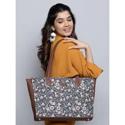 ZOUK Floral Printed Structured Tote Bag-picture-39