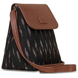 zouk Ikat GreRe Striped Printed Women's Hand Crafted Black Flap Sling Bag-picture-14