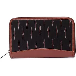 zouk Ikat Wallets for Women - Handmade Wallets for Females - Vegan Leather and Ikat Purse for Ladies - Clutch with Indian Print - Wallets for Mobile Phones - Ikat GreRed Print-picture-11