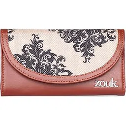 zouk Mughal Motif Kyra Flap Wallet | Vegan Leather Wallet for Women | Stylish, Spacious | Cream-picture-27