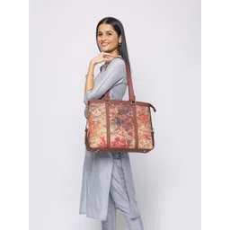 ZOUK Red & Yellow Printed Vegan Leather Sustainable Laptop Bag-picture-31