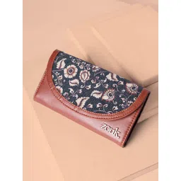 ZOUK Women Chittoor Blue Kalamkari Kyra Flap Wallet-picture-23