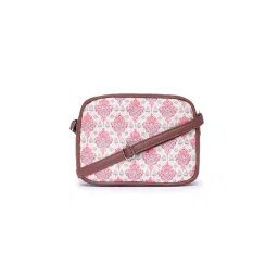 Zouk Women White and Pink Floral Printed Sling Bag-picture-14