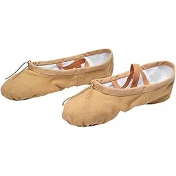 zoylink Elastic Canvas Ballet Slippers Yoga Dance Shoes for Kids & Adult (Khaki_9.25in)-picture-23