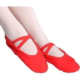 zoylink Elastic Canvas Ballet Slippers Yoga Dance Shoes for Kids & Adult (Red_7.5)-picture-21
